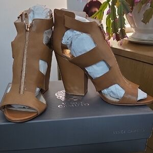 Open Toe Leather Pumps